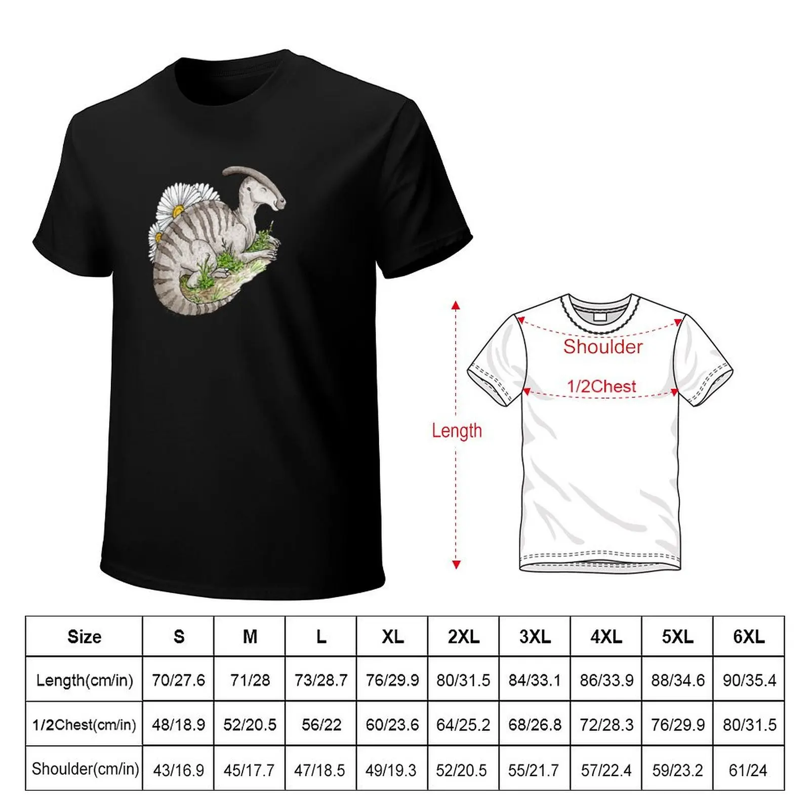 Parasaurolophus + Daisies T-Shirt oversized graphic tee custom t shirt korean fashion kawaii clothes shirts graphic tee men