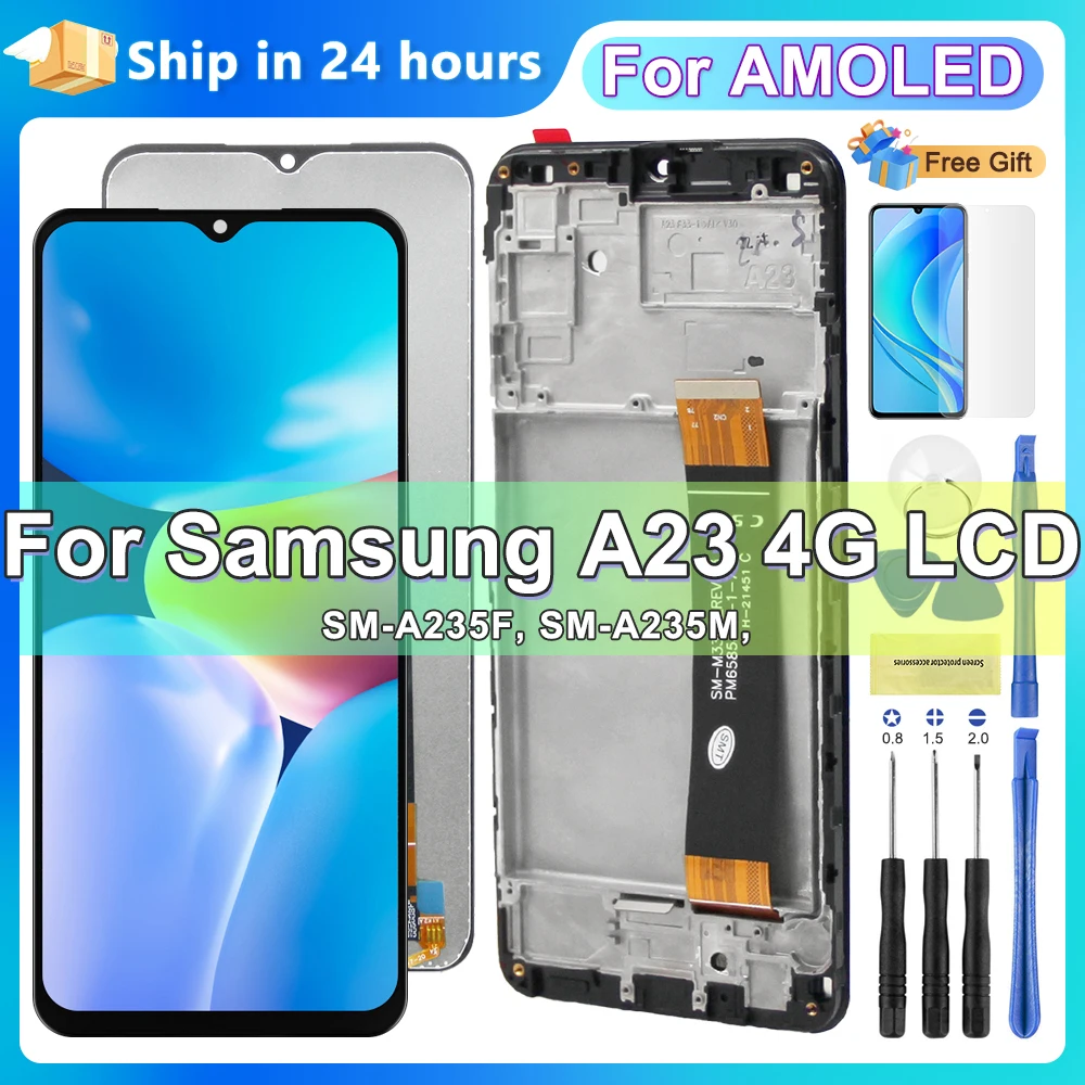 6.6\'\' A23 with Frame, for Samsung A23 A235 A235F A235F/DS Lcd Display Touch Screen Digitizer Replacement Display