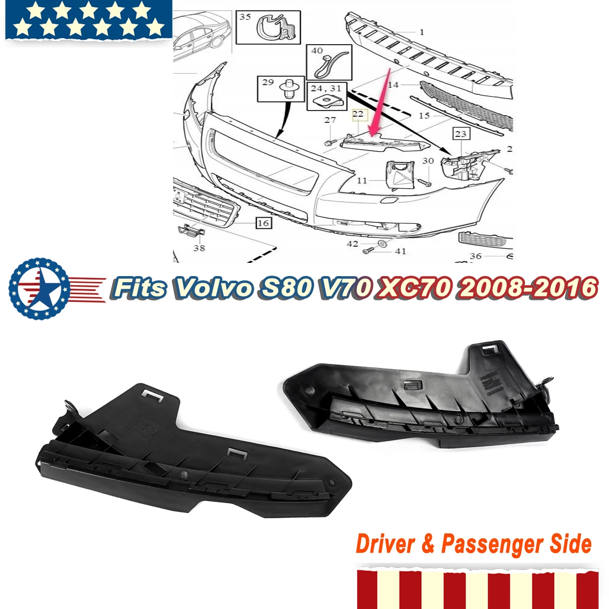 

30796387 30796388 For Volvo S80 2008-2016 Left Right Side Headlight Mount Bracket