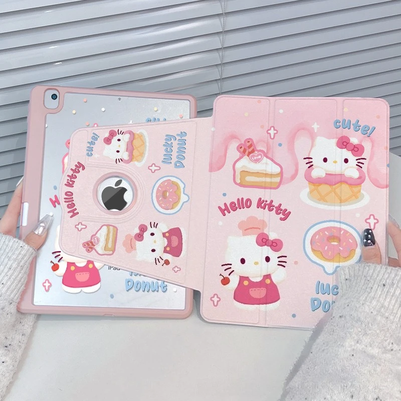 

Милый чехол Kawaii для iPad 11 дюймов (11-го поколения, A16, 2025), Air 7, Mini 7, 6, 8.3 дюйма, с мультяшным рисунком Hello Kitty, для планшетов 9-го поколения, 10.2 дюйма, 10-го поколения, Air 4, 5, 10.9 дюйма