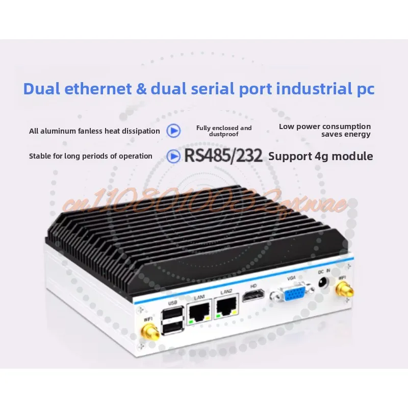 Mini Industrial PC - Quad-Core N100/J1900/J6412, 12th Gen I3/i5/i7, Dual LAN/Serial RS485, Fanless Fully Enclosed Embedded Host