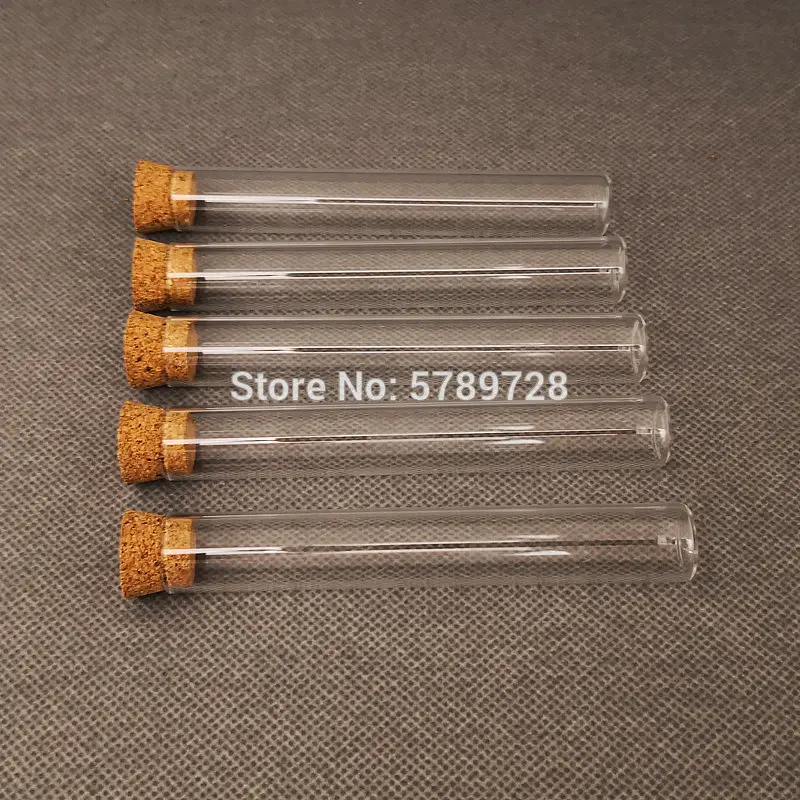 10pcs/lot 15x100mm Glass Flat bottom tube with cork stopper,Thickened flat - mouth laboratory test tubes