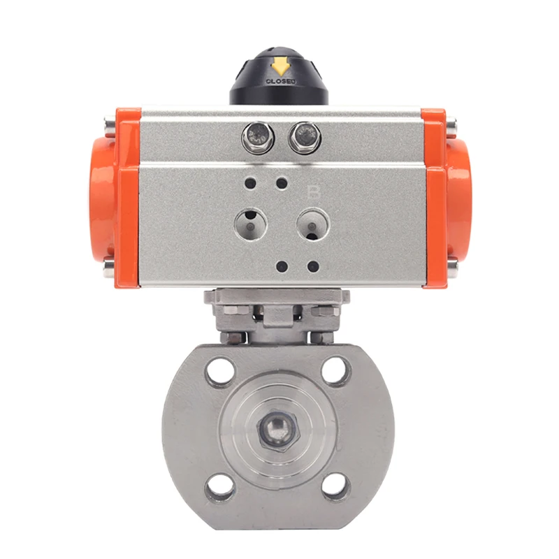 

1-1/4" 304 Stainless Steel Pneumatic Wafer Type Ball Valve With Double Acting Cylinder Thin Flanged Pneumatic Ball Valve