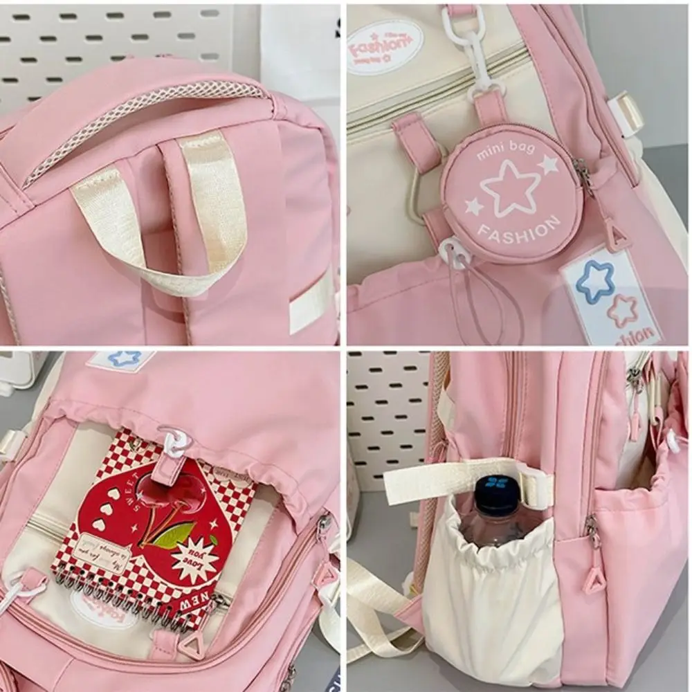 New Canvas Laptop Backpack Lightweight Student Bookbag Schoolbag Durable Multi-pocket Travel Bag