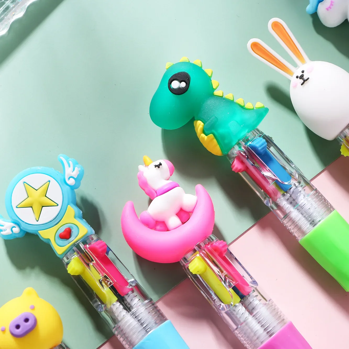 10-20pcsLot Kawaii Mini Four-Color Ballpoint Pen Cute Cartoon 4 Color Retractable Rollerball Pen Student School Gift Stationery image 3