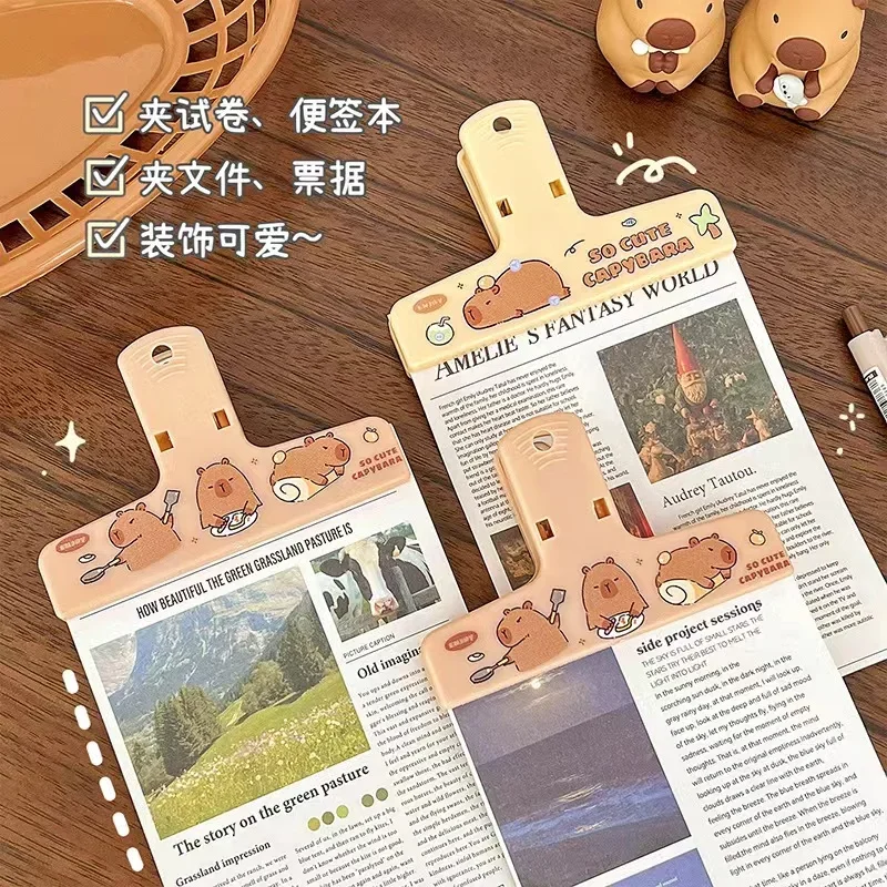 Bonito Capivara Binder Clips, Mesa Artigo Storage Clip, Cartão Nota Titular, Escritório Binding Suprimentos, Estudante-Learning Armazenamento Clip