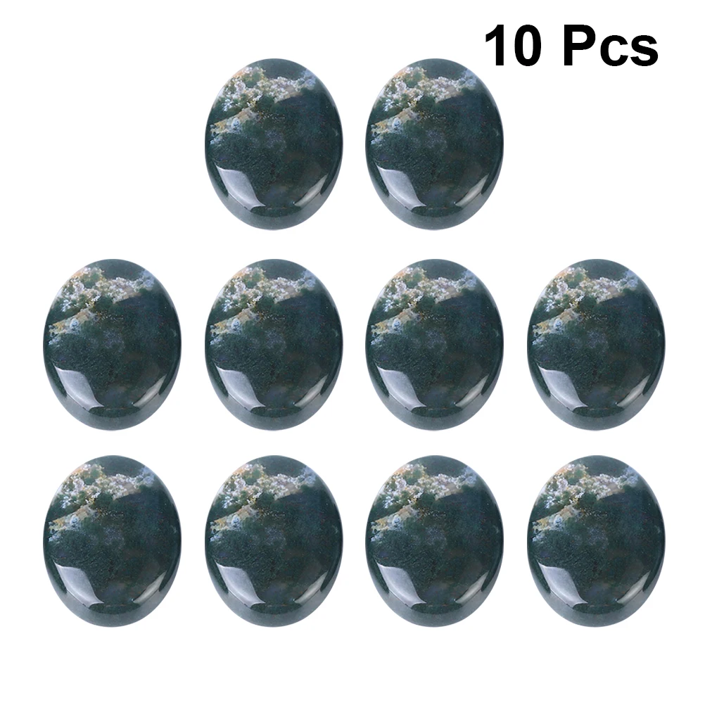 

10 Pcs Oval Green Agate Stone for Unique Jewelry Decoration Craft Making Supplies