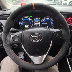 Customization Car Steering Wheel Cover Accessories Hand Sewing Suede Leather Non-Slip For Toyota 2013-2018 Corolla 2014-2019