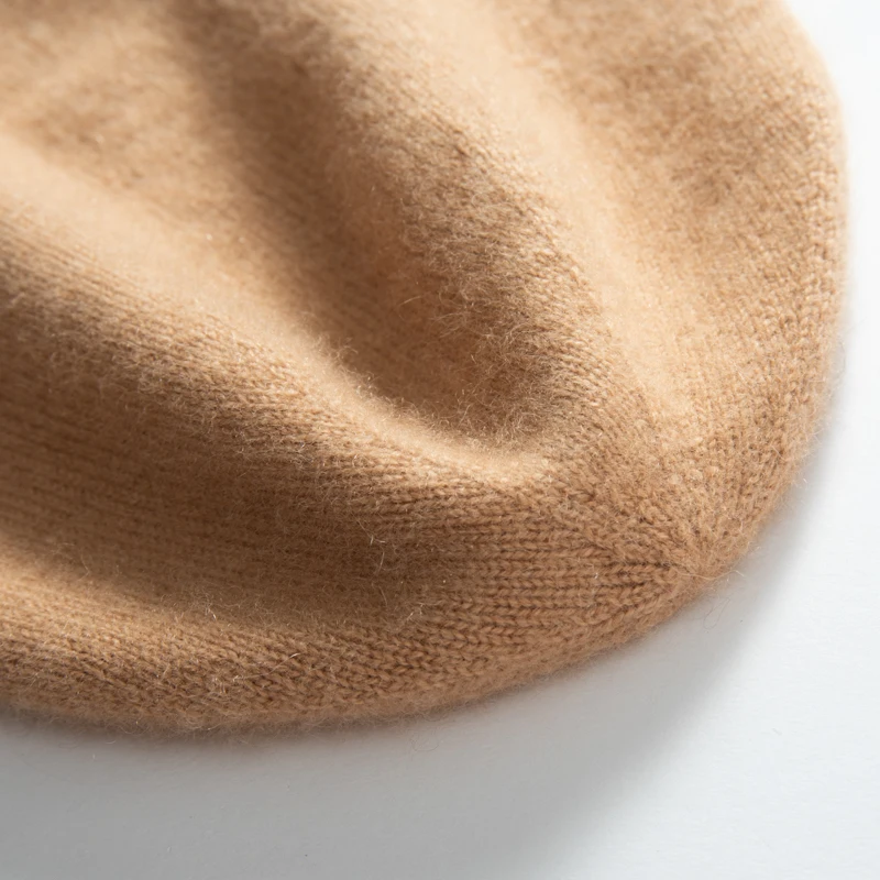 MERRILAMB Winterjacken-Mützen für Damen, lässig, hochwertige reine Kaschmirmütze, einfarbig, weiche, warme, gestrickte Outdoor-Beanie-Mütze – Detail 4