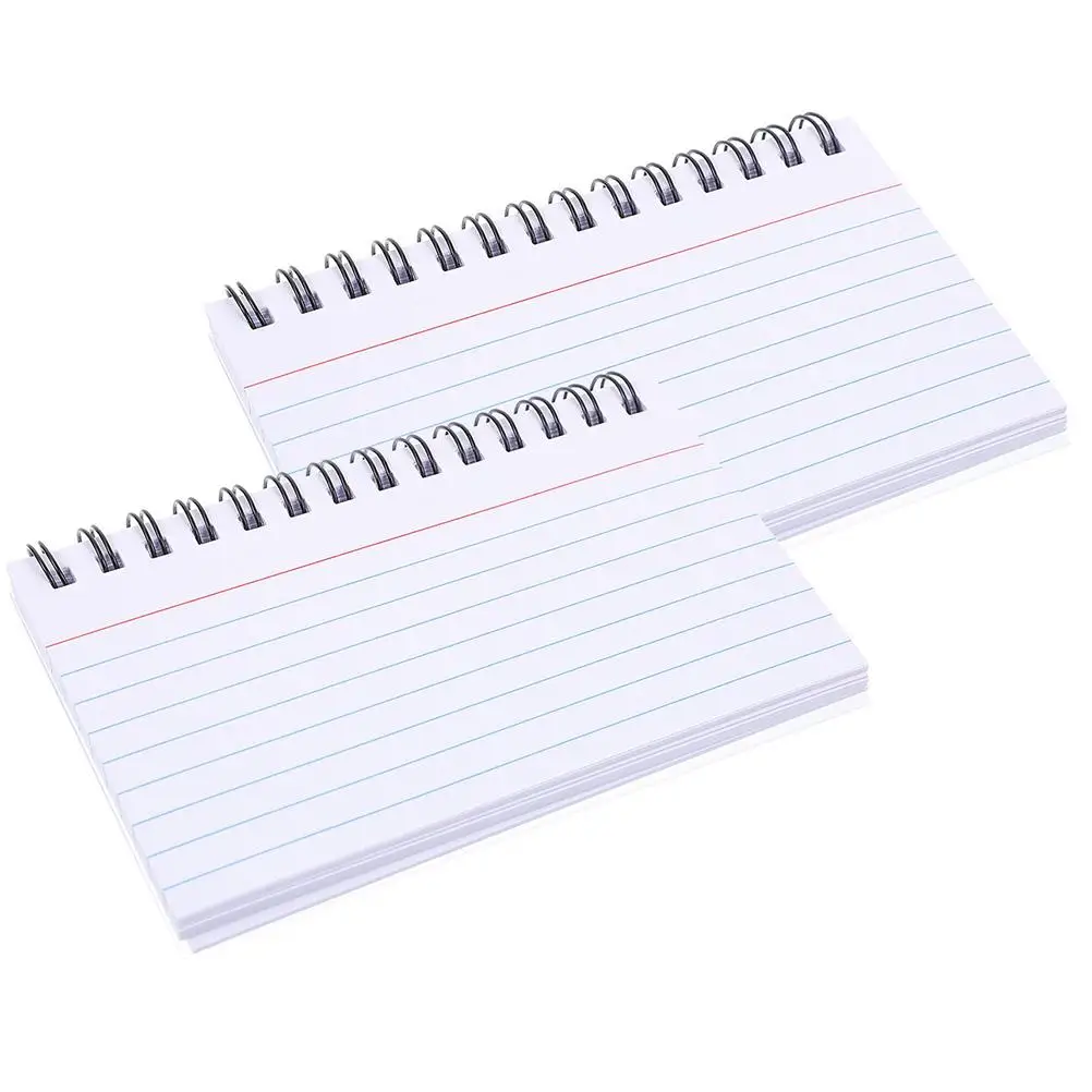 2 Pcs White Review Cards Note Pads Small Portable Spiral Memo Notepad Tearable Paper Study Speech Student Teacher Notebook