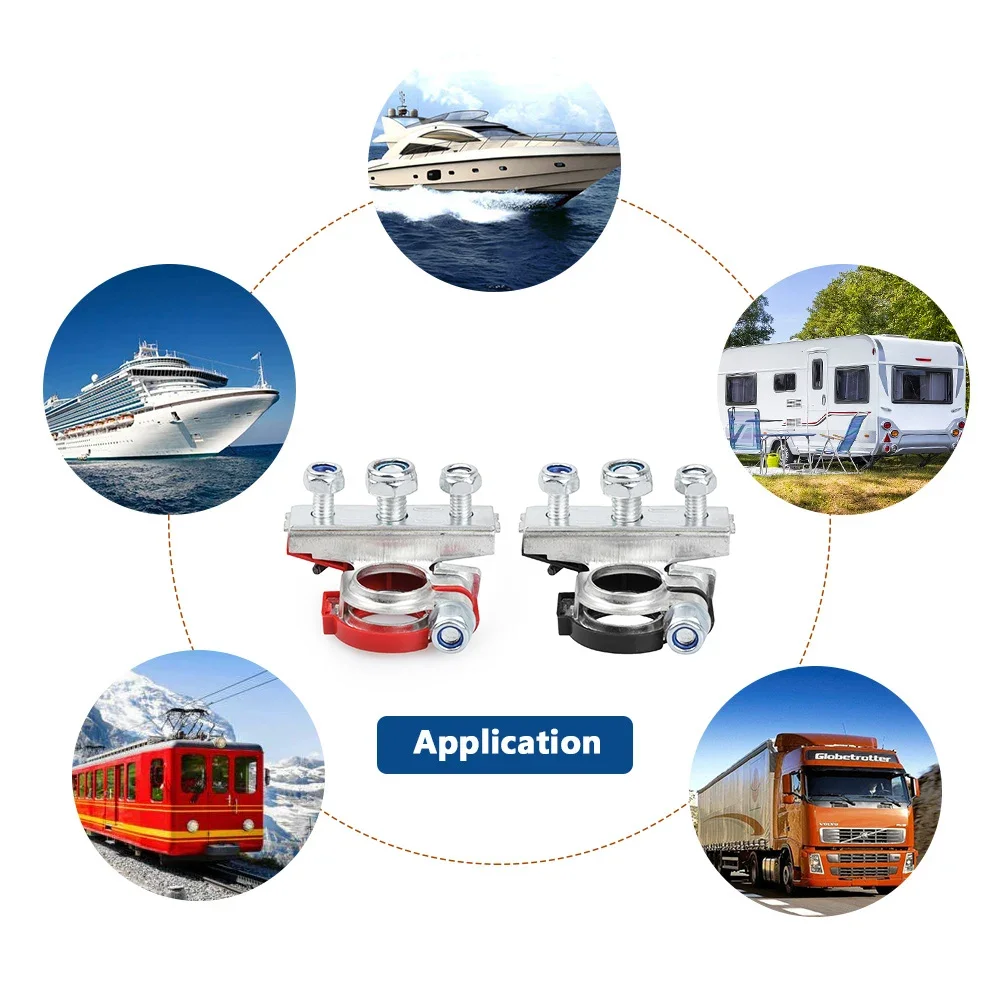 1 par de terminales de batería de poste superior de coche automotriz de 12V y 24V, conectores de Terminal de abrazadera de Cable, accesorios para coche