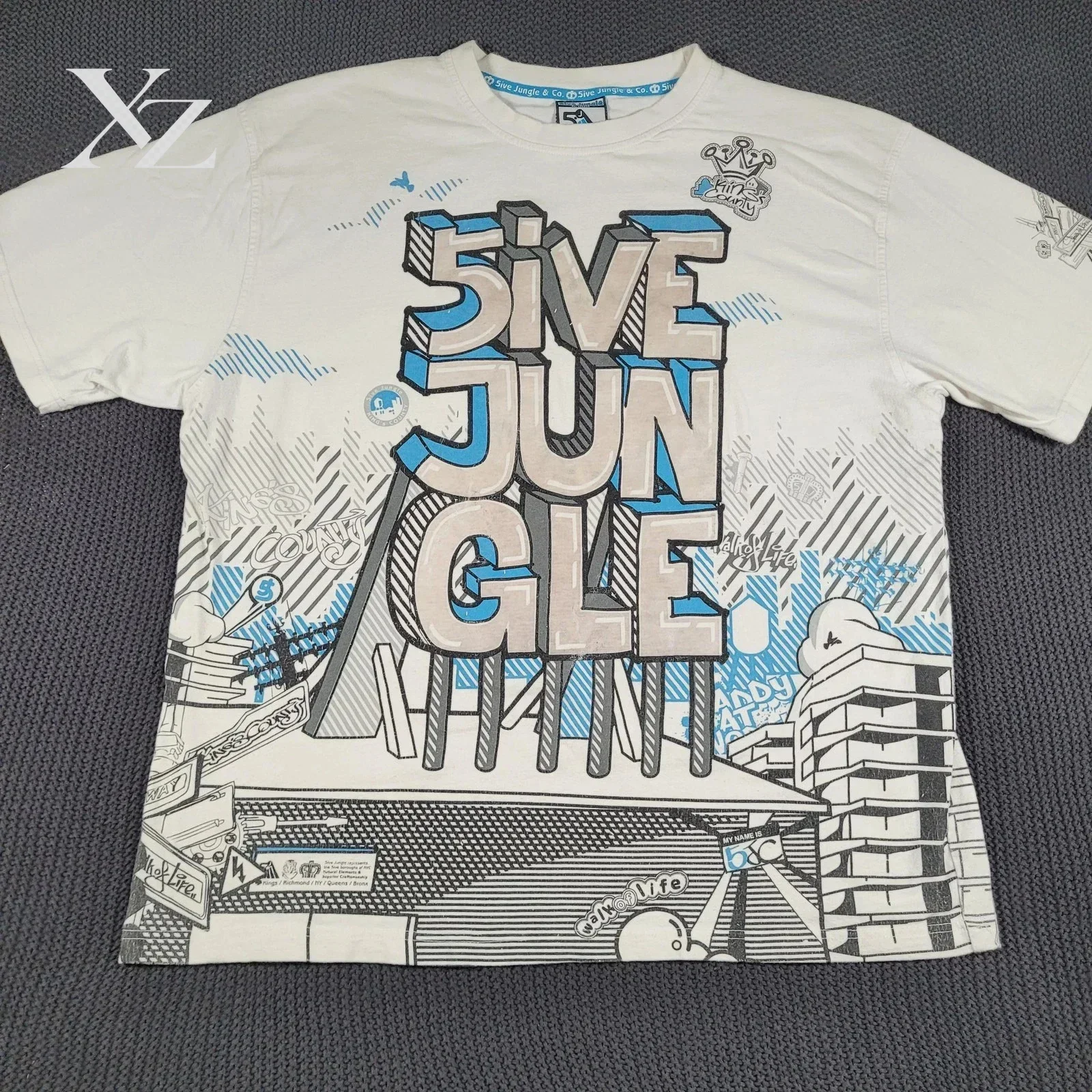 Y2K Red Scrawl Aesthetic Printing Short Sleeves Hip Hop Punk American Street Skateboard T-shirt Boy Style Pure Cotton Tops