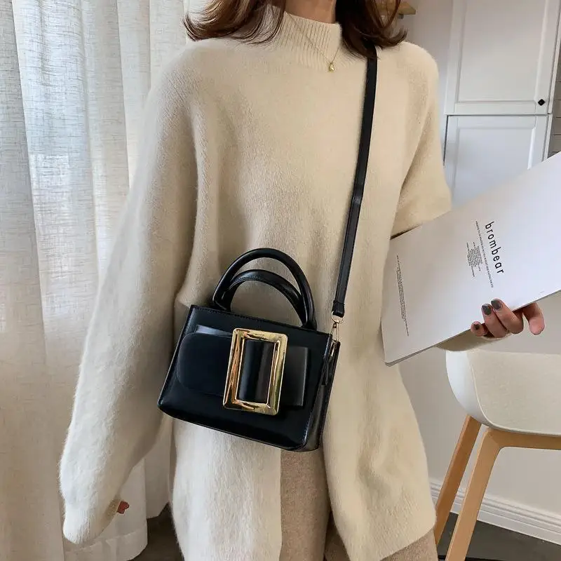 

2025 Belt Strap Square Bag, Solid Color Shoulder Purse for Women, Vintage Top Handle Crossbody, Minimalist Day to Night Tote