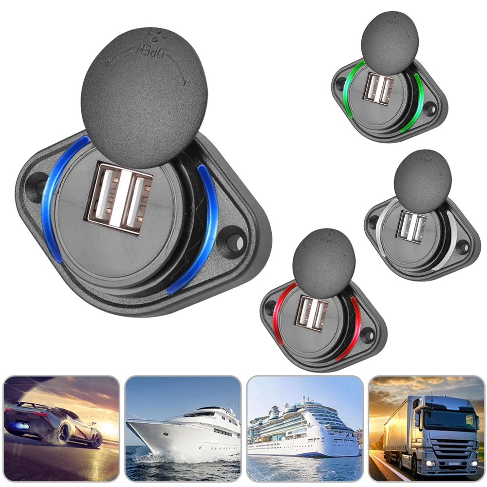 12-24V Dual USB Charger Socket with Sliding Cap 36W Car Charger Adapter Panel For Car Boat Motorcycle Bus RV ATV