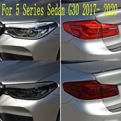 For BMW 5 Series G30 2017-2020 Car Headlight Tint Black Protective Auto Lamp Film Taillight Transparent TPU Sticker 2PCS
