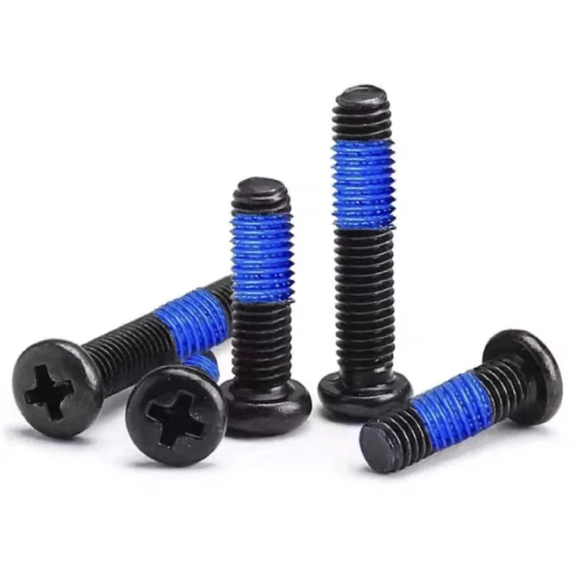 

10 Pieces M1.2 M1.4 M1.6 M2 M3 M4 M5 M6 304 Round Head Phillips Screw With Adhesive Anti-Loosening Vibration-Resistant Black