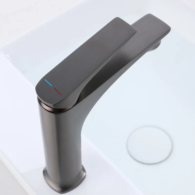 Copper alloy minimalist washbasin hot and cold water tap for home use, bathroom sink faucet