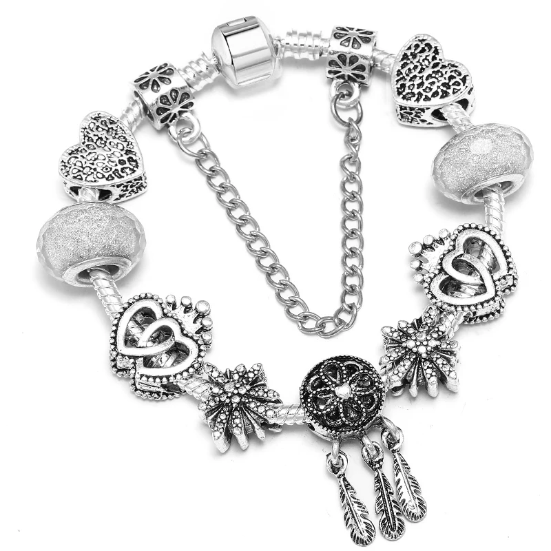 Silver Plated Charm Bracelet with Key Lock Pendant, Wedding Gift