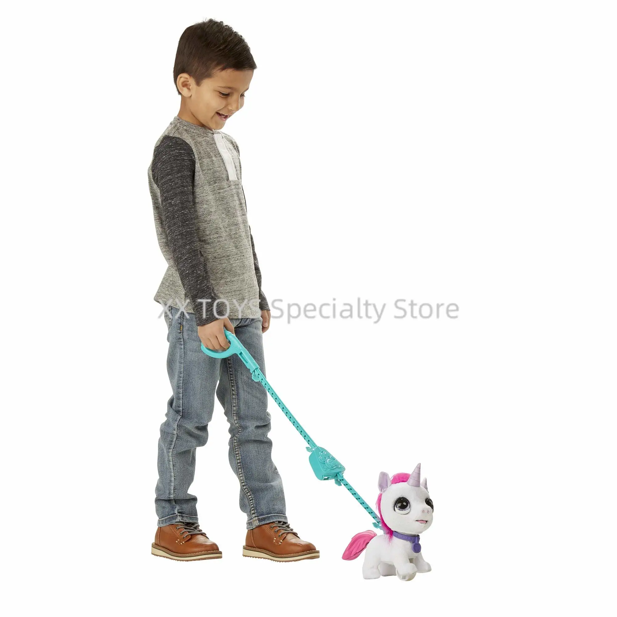 Furreal walkalots grandes wags raposa unicórnio dino eletrônico animal de estimação vocalizar e andando brinquedos interativos de pelúcia com trela incluída brinquedos do miúdo