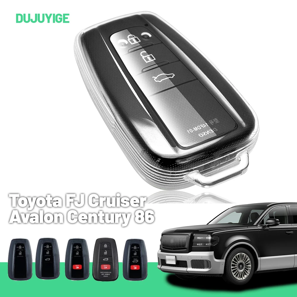 Transparente TPU-Autoschlüsselhülle für Toyota FJ Cruiser Avalon Century 86 GR86 C-HR Schlüsselanhänger-Schutzhülle Autozubehör.