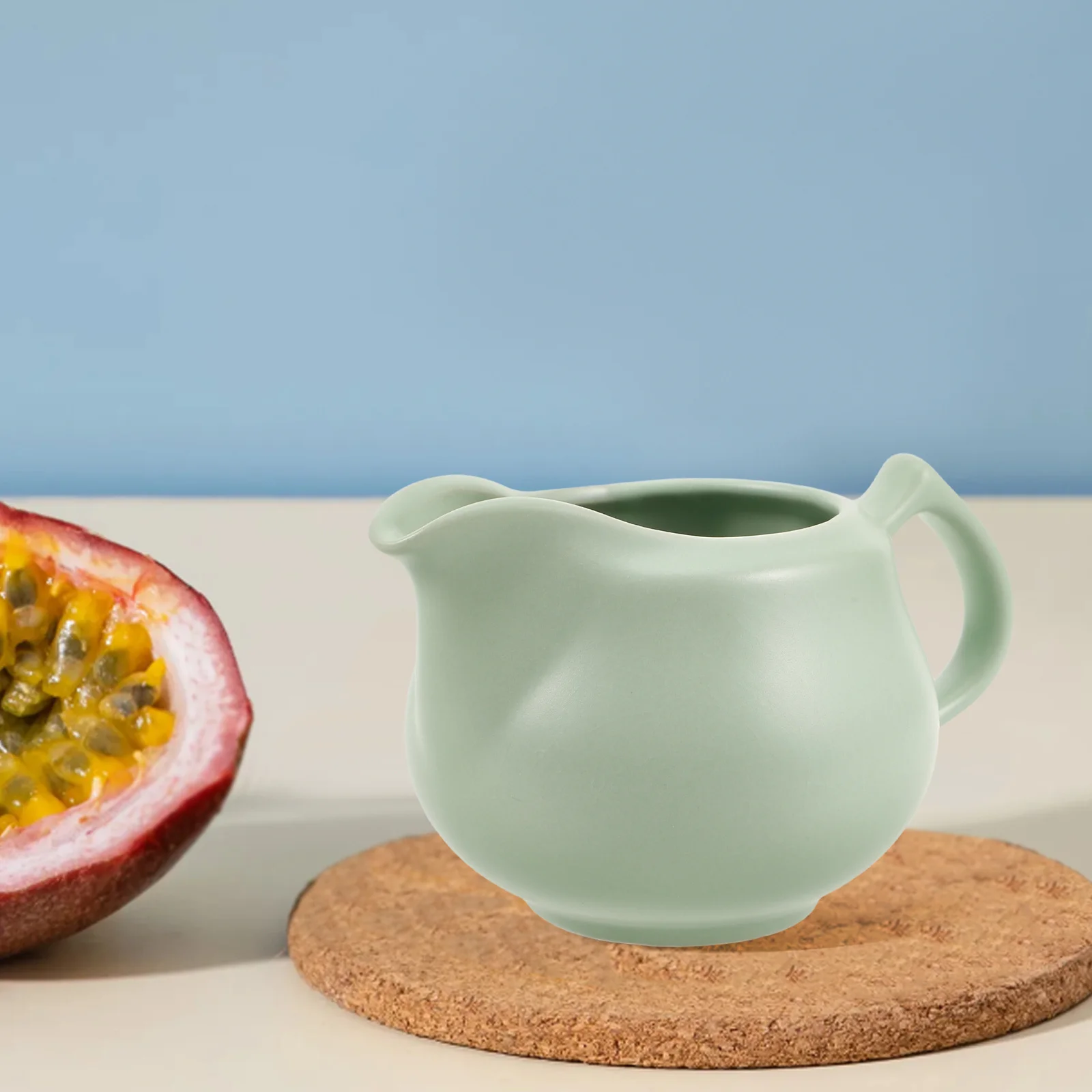 

Porcelain Small Milk Pitcher Ceramic Creamer with Handle for Coffee Sauces Condiment Container Elegant Design Salad Green