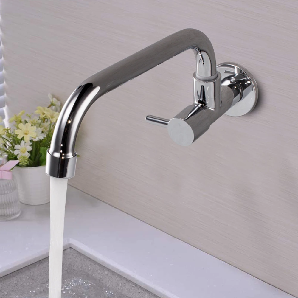 BANGPU Kitchen Faucet Wall Mounted Single Cold Water Tap Single Handle Kitchen Sink Faucet G1/2inch Bathroom Sink Faucet Chrome