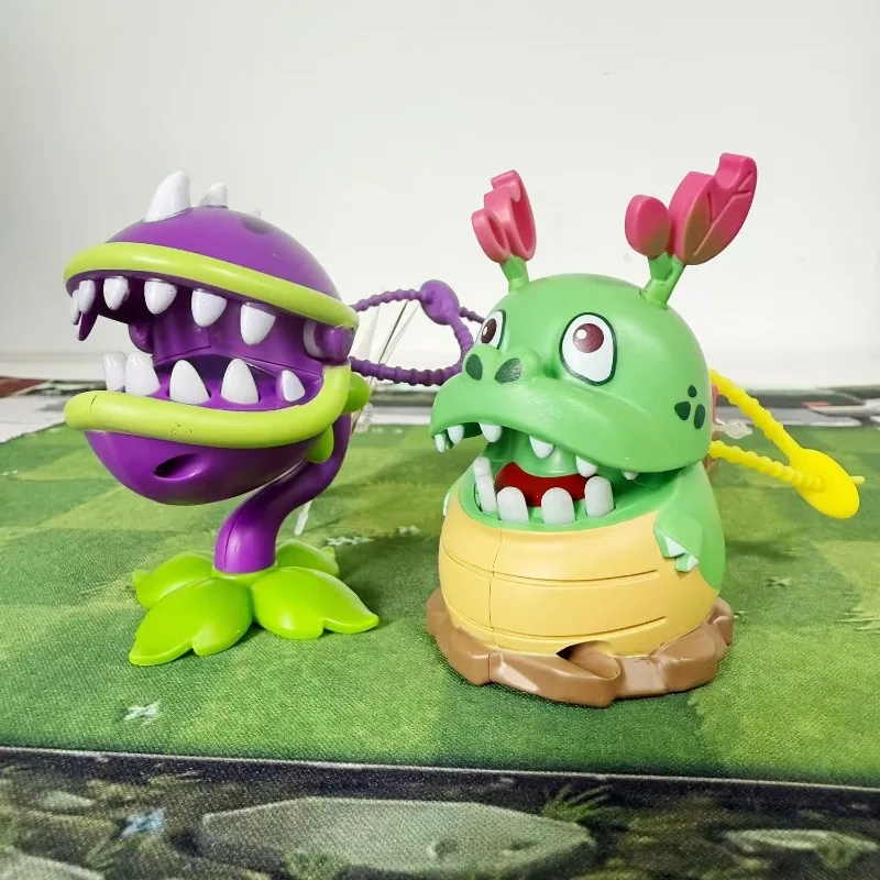 

Plants Vs. Zombies Cute Cartoon Bite Finger Toy Keychain, Chomper Flower & Hungry Dragon Fidget Toys Funny Teeth Pulling Game