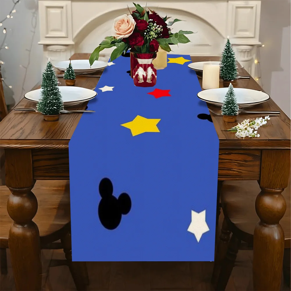 1 Piece of Disney Mickey-Themed Tablecloth, Cartoon Design Table Runner, Perfect for Valentine's Day, Weddings, Birthdays, Holidays, Kitchen and Party Decorations