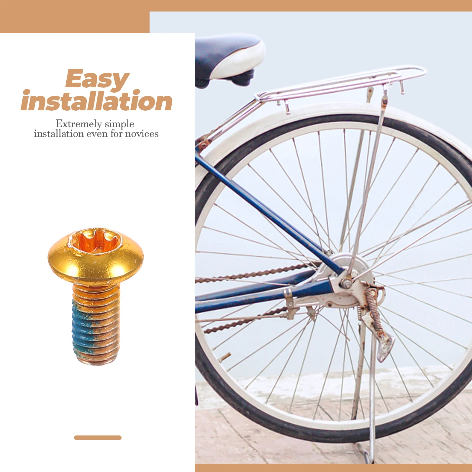 

12Pcs Bicycle Screw Strong Titanium Steel Brake Screws Corrosion Resistant Easy Install for Hybrid Touring Bike Rotors