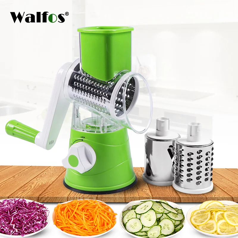 

WALFOS 3 in 1 Vegetable Slicer Manual Kitchen Accessories Grater Vegetable Cutter Round Chopper Mandolin Shredder Potato Gadgets