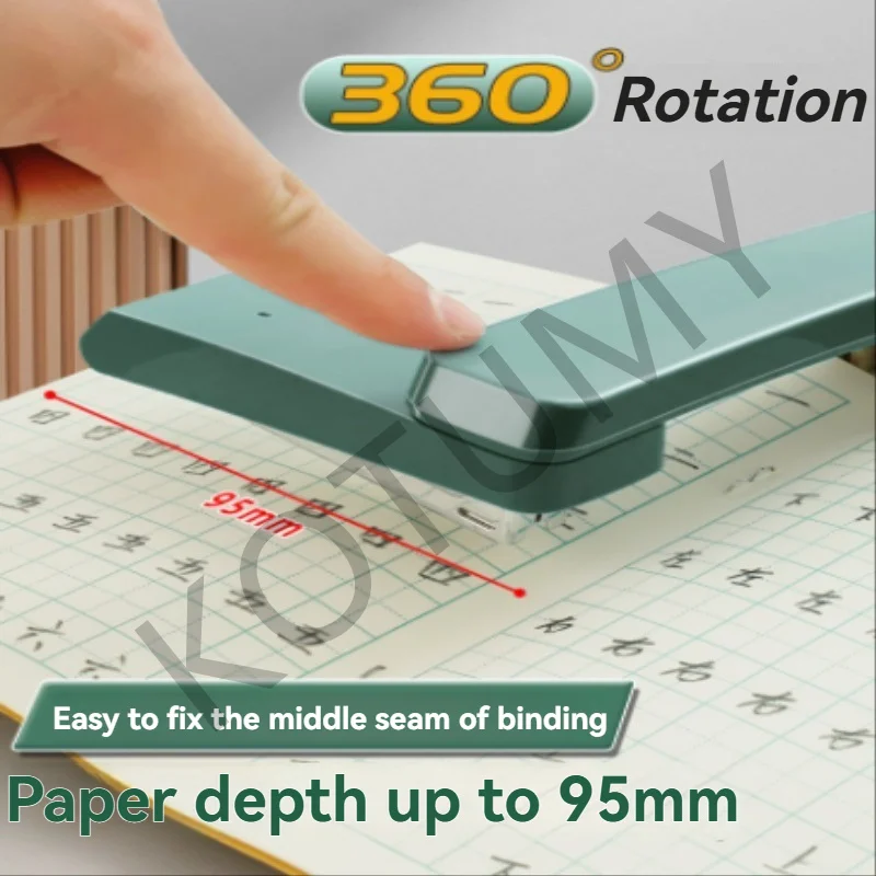 360 Degree Rotary Stapler Multifunctional Heavy Duty Stapler Thickened Effortless Long Stapler Office Binding Tools