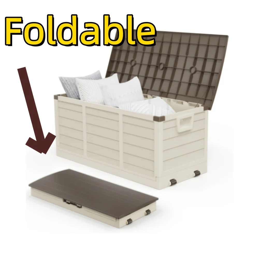 

75gal-110.00lb Foldable Plastic Storage Box | Black/Brown/Gray/Pink/Green with Two Wheels, Suitable for Garden Storage