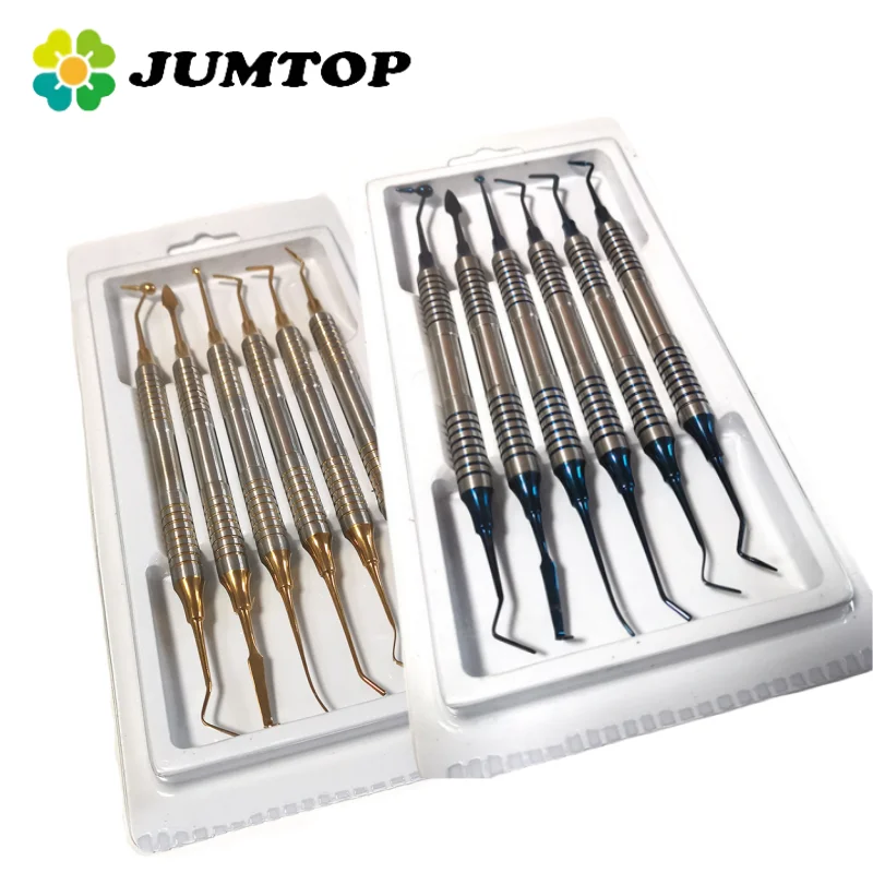 

JUMTOP 6 шт. стоматологические композитные смолы заполнения шпатель инструменты стоматологические смолы заполнения набор титан покрытием головы стоматологии ремонт заполнения