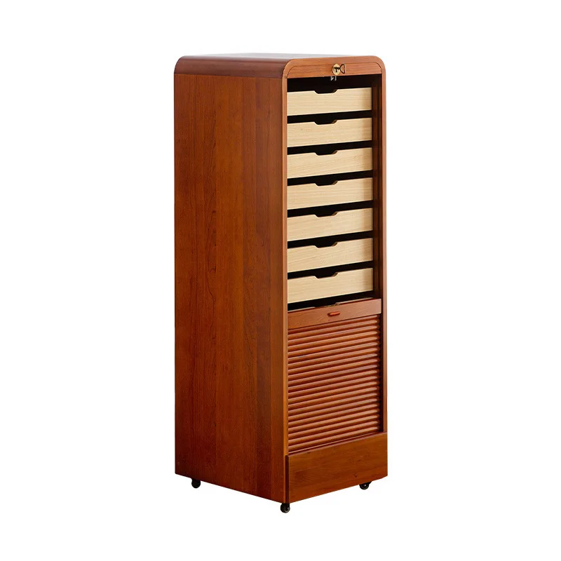 

Medieval Cabinet Treasure Locker Garo Life Storage Roller Shutter Door Cherry Wood Vintage File Nordic Bedroom