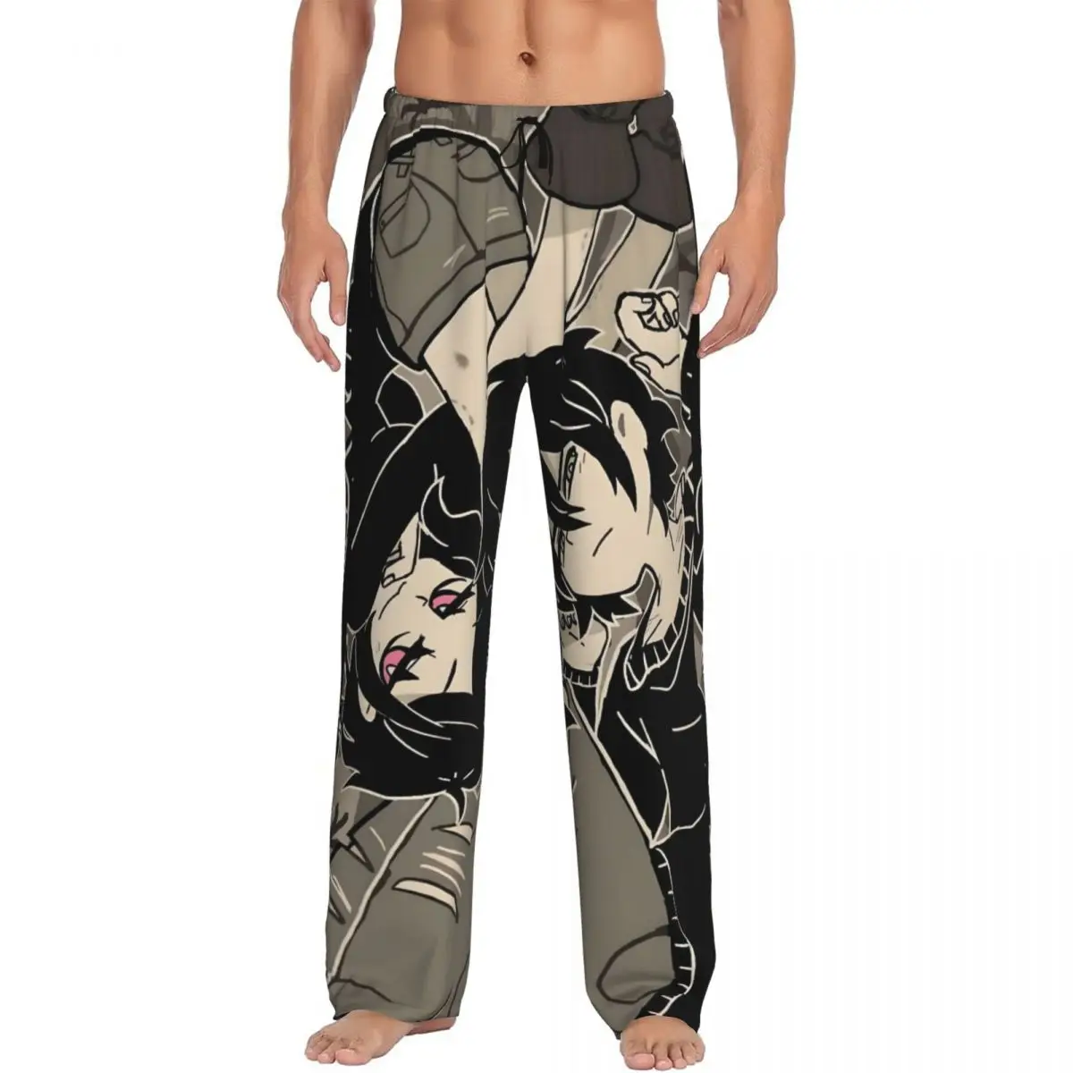 Custom The Coffin Of Andy And Leyley Pajama Pants Men Horror Puzzle Game Lounge Sleep Drawstring Sleepwear Bottoms with Pockets