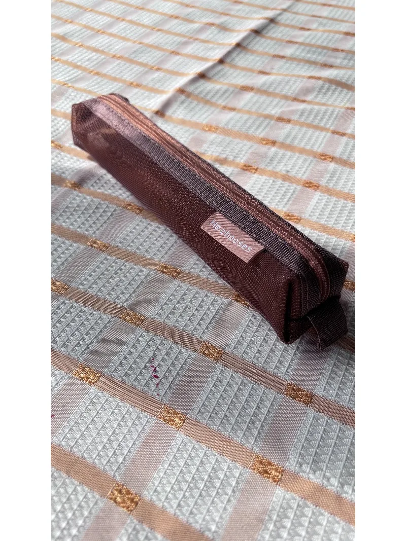 1Pc Mesh Transparent Pencil Case Exam Portable Multi-Functional Stationery Pouch School Supplies