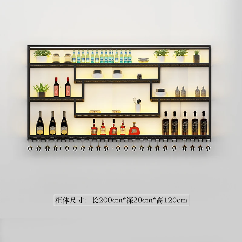 Restaurant Commercial Wine Cabinet Storage Metalic Liquor Display Hanging Bar Cabinet Club Modern Meuble Vin Kitchen Furniture