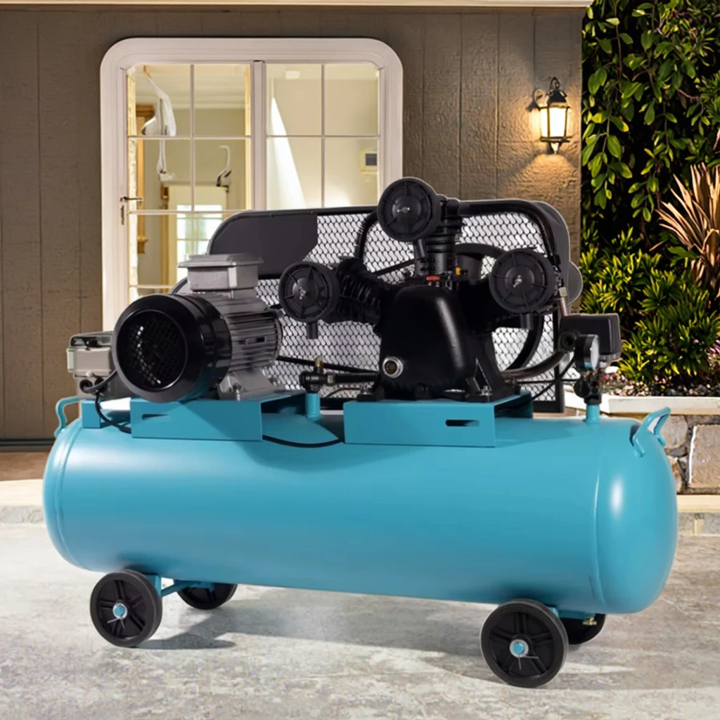 

AC Powered 4.0kW Piston Belt Air Compressor 120L Aluminum Tank Portable Design Construction Home Use Motor Core Component