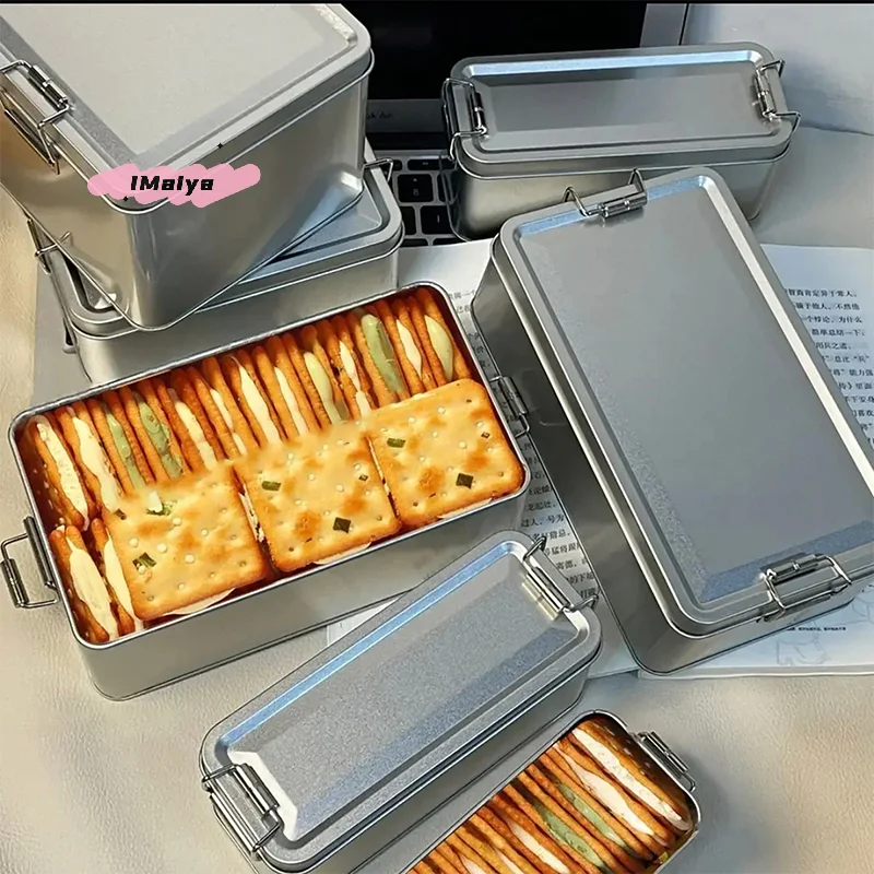 علب كوكي مستطيلة الشكل مع غطاء مقاوم للغبار لتخزين سطح المكتب للمطبخ المنزلي والحلوى والقهوة والشاي والشوكولاتة #2