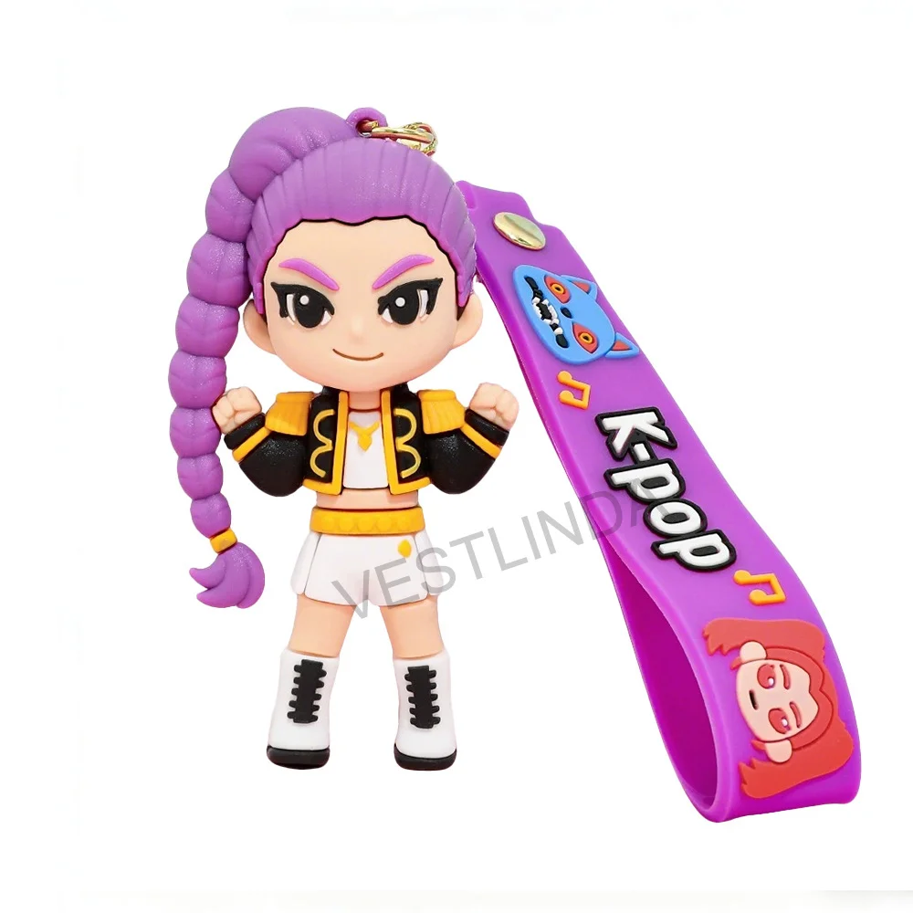 Meistverkaufte KPop Demon Hunter Serie Schlüsselanhänger 3D Stereo-Puppe Weiche Gummipuppe Schlüsselring Anime-Zubehör Spielzeug Auto-Schlüssel-Dekoration