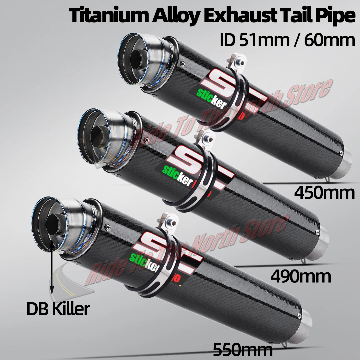 

Universal 51mm 60mm Longer sc Titaniium Alloy Motorcycle Exhaust Muffler Escape for Motorcycle Exhaust Tail Pipe Modified Parts