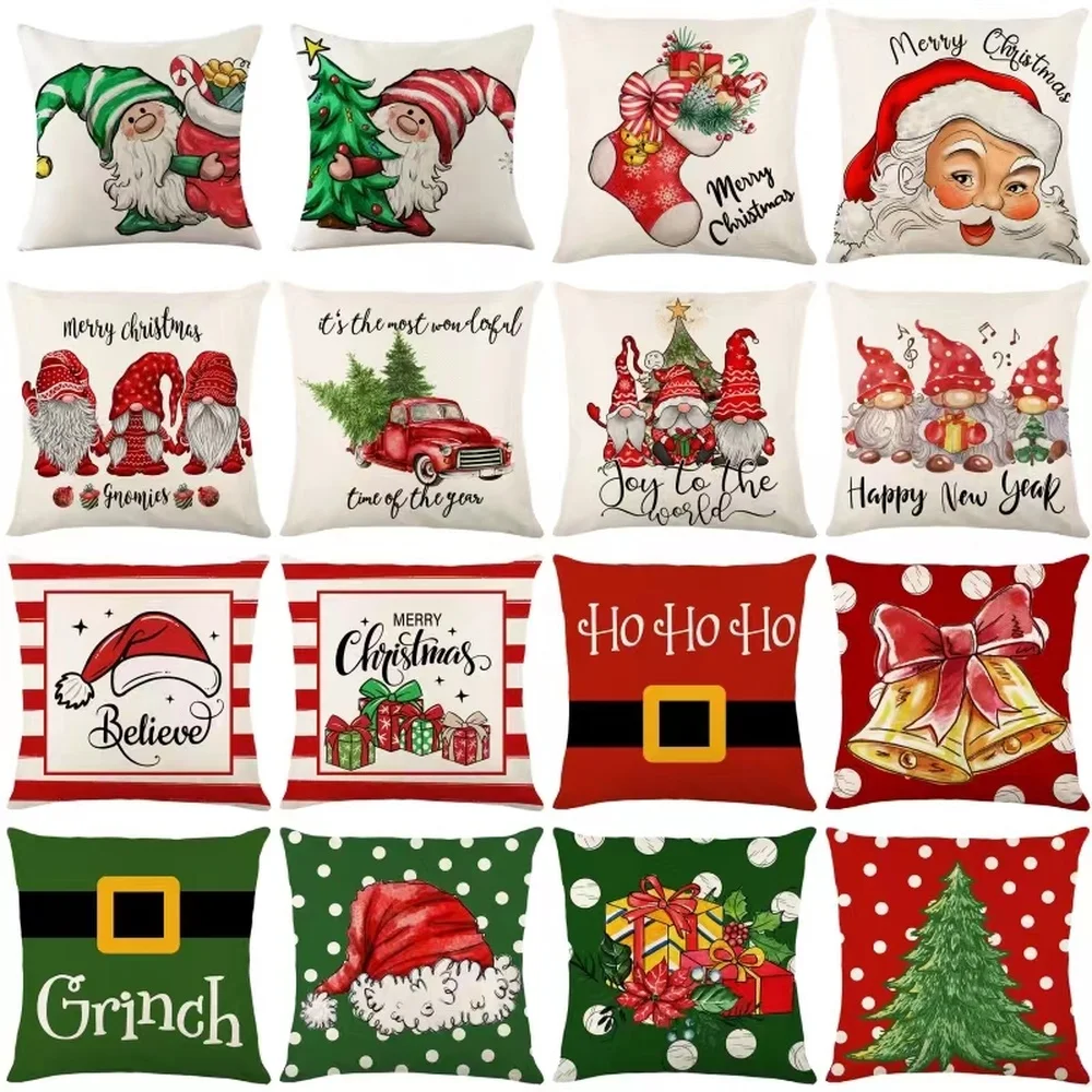 

Christmas Pillow Case Santa Claus Cushion Cover Xmas Decorations Farmhouse Home Sofa Car Decorative Pillows Pillow Cover 45x45cm