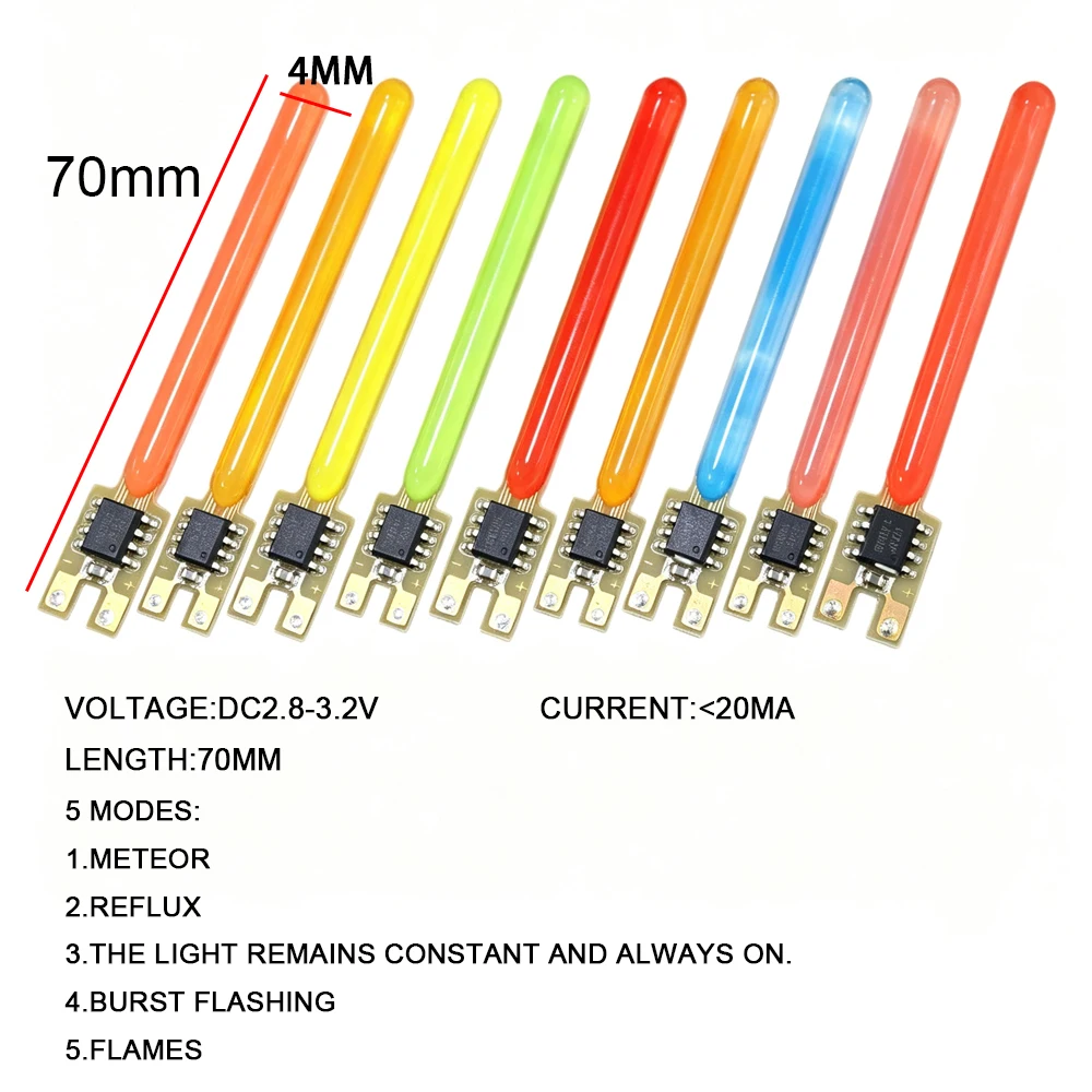 10PCS LED Meteor Shower Flowing Water Lamp LED COB Filament 5Modes Multicolour Diodes Parts Edison Incandescent Bulb Accessories