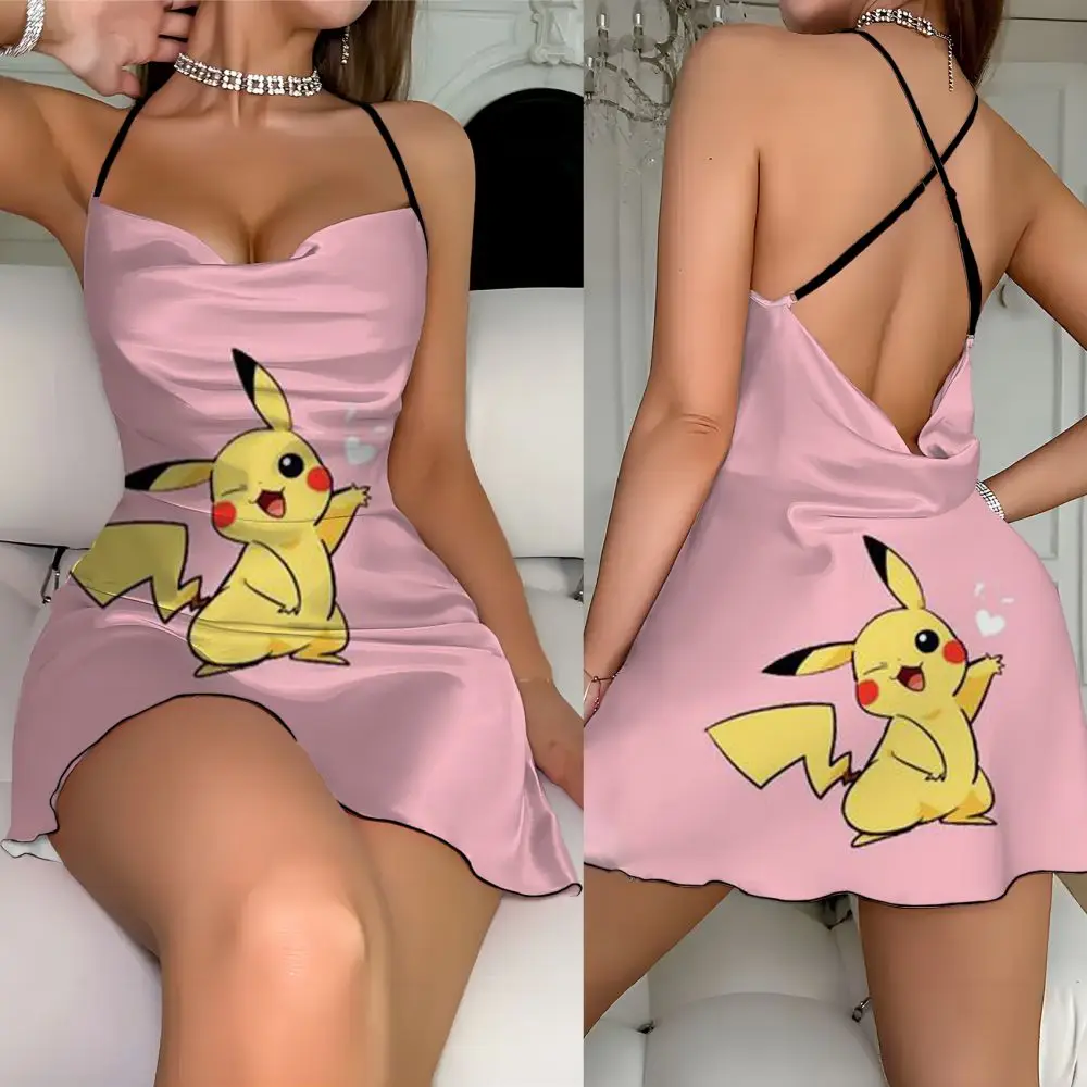 Sexy Dresses Pikachu Element Print Elegant Party Dresses 2024 Dress Clothing Female Fashion Summer Women's