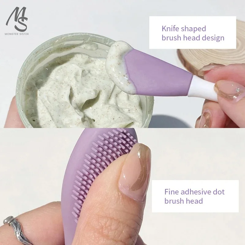 フェイシャルマッサージ用ダブルヘッドシリコンブラシ,フェイシャルケアツール,日曜大工,泥,フィルム,スクレーパー,にきび除去,2個