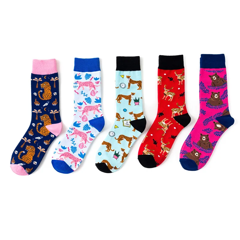 Sika deer animal series trendy personality medium and long tube cotton socks