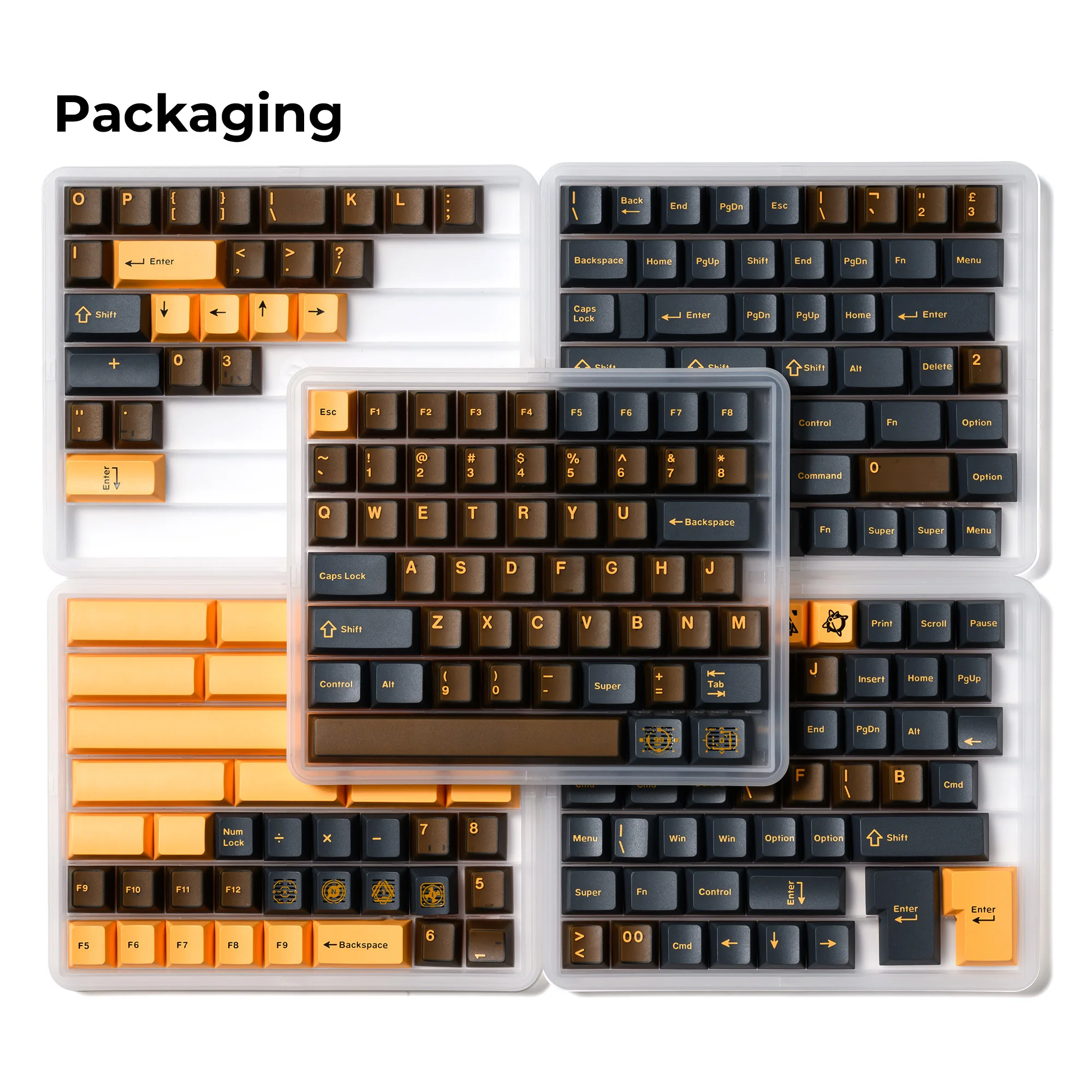 216 Keys Brown Translucent Jade Keycaps PBT PC Double Shot Cherry Profile Key Cap Set For Alice Layout 61/68/75/87/98/104/108