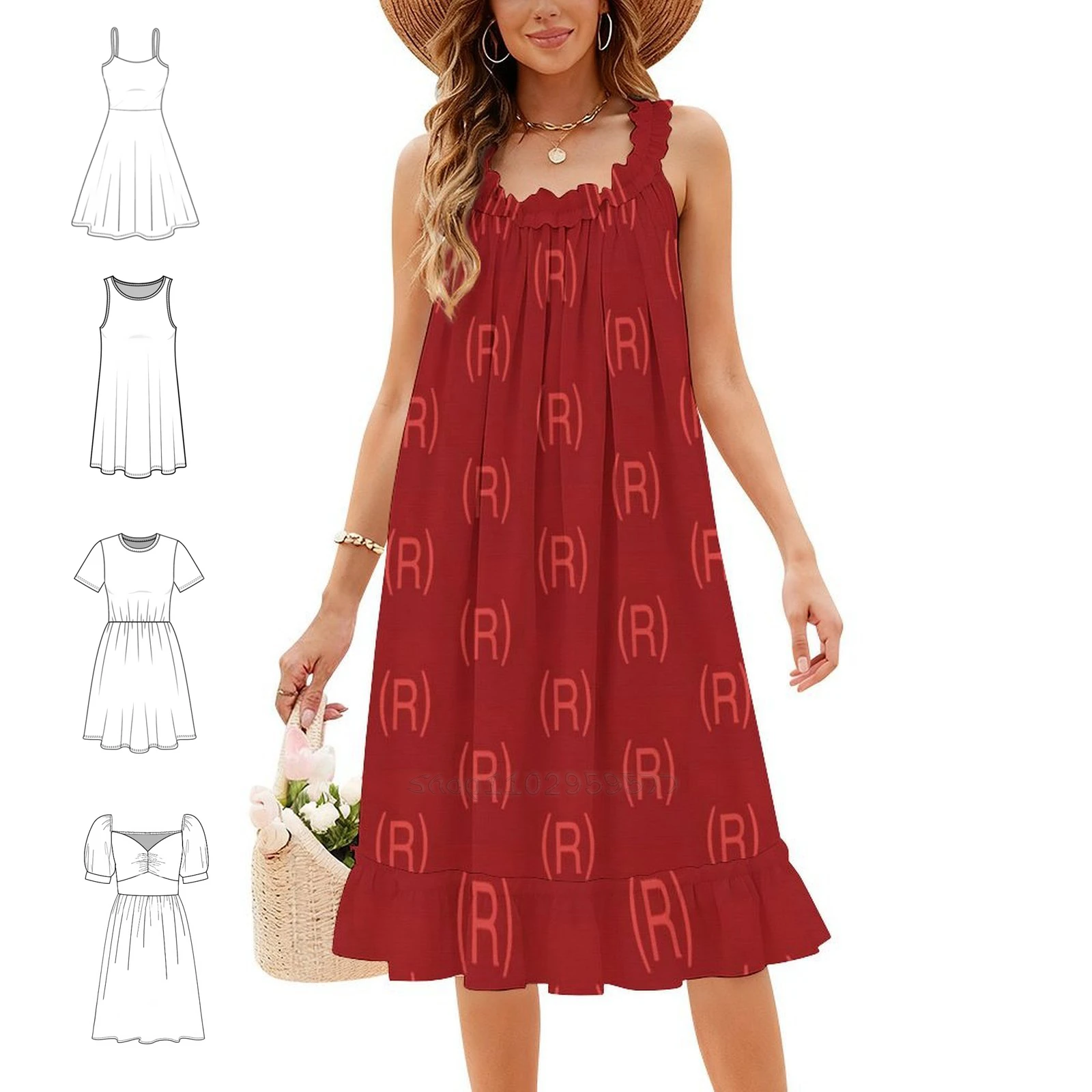 Republican ( R ) Pattern With Red Background Women's Streetwear Party Dress Trendy Print Club Clothing For Female Repub