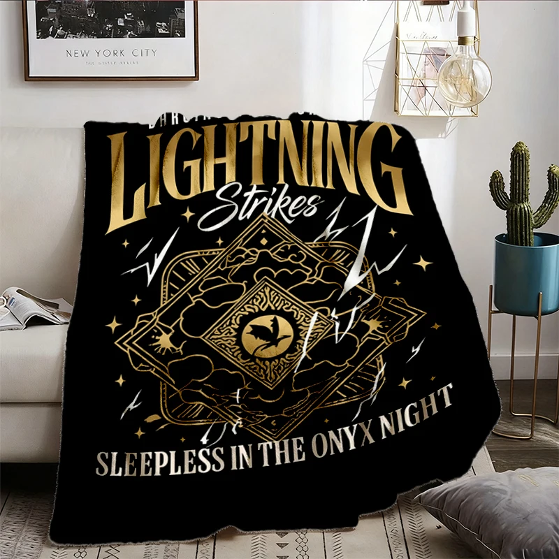 Fourth Wing Inspired Flannel Blanket, Onyx Storm Dancing Through The Lightning Strikes Flannel Throw