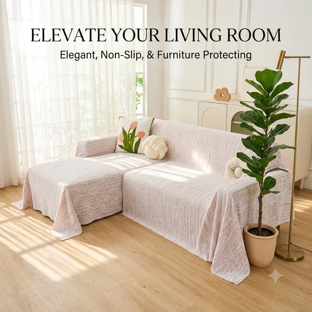 Ice Silk Cooling Couch Throw Cover Multi-use Summer Sofa Blanket Washable Furniture Protector Anti-Dust Slipcover